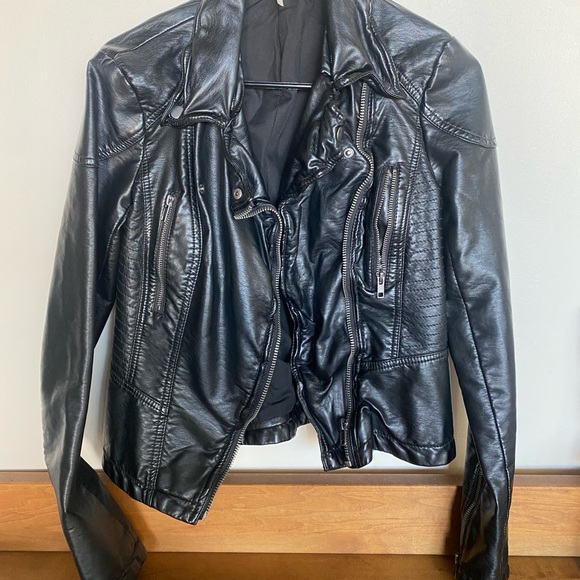 Free people leather jacket Moto jacket - Picture 1 of 9